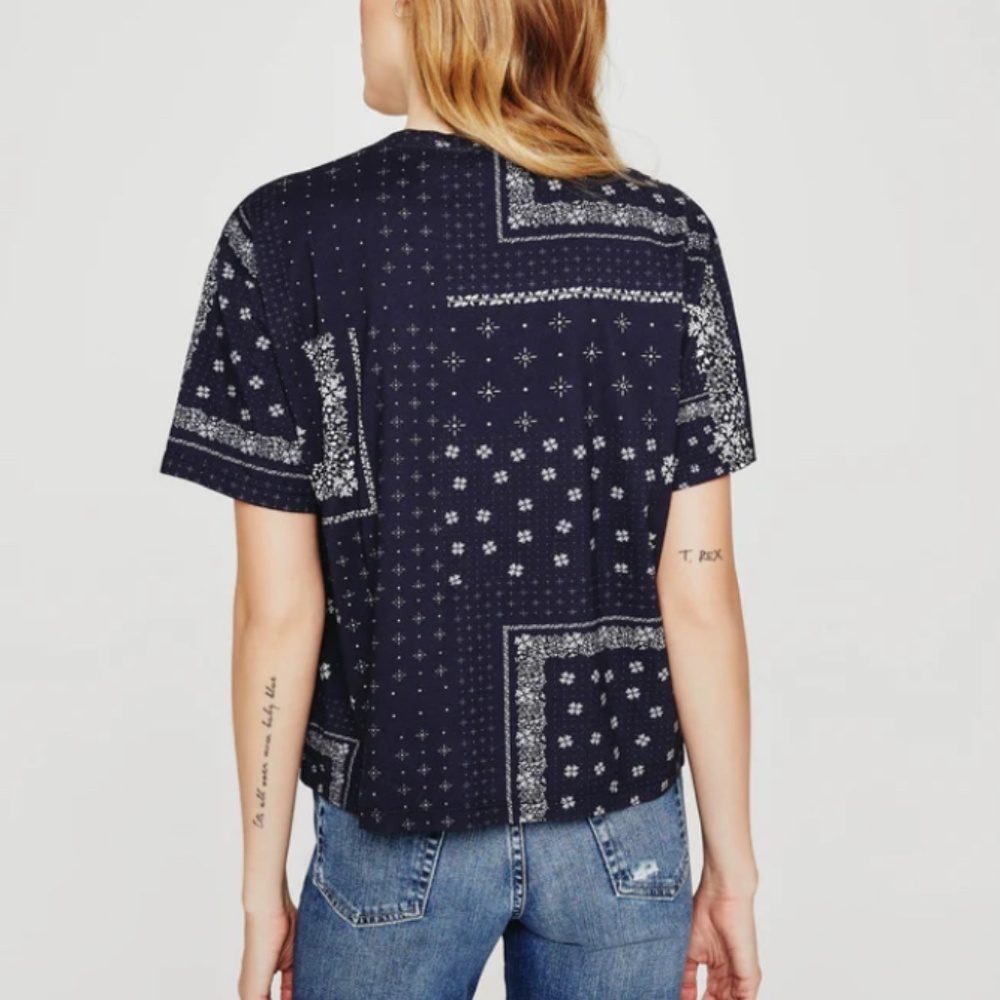 AG Jeans – Karter Ex-Boyfriend Tee – Bandana Deep Navy – Size Medium – NWT - Picture 2 of 7